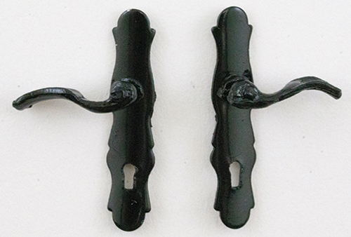 Dollhouse Miniature FRENCH DOOR HANDLE, 1Pr, BLACK